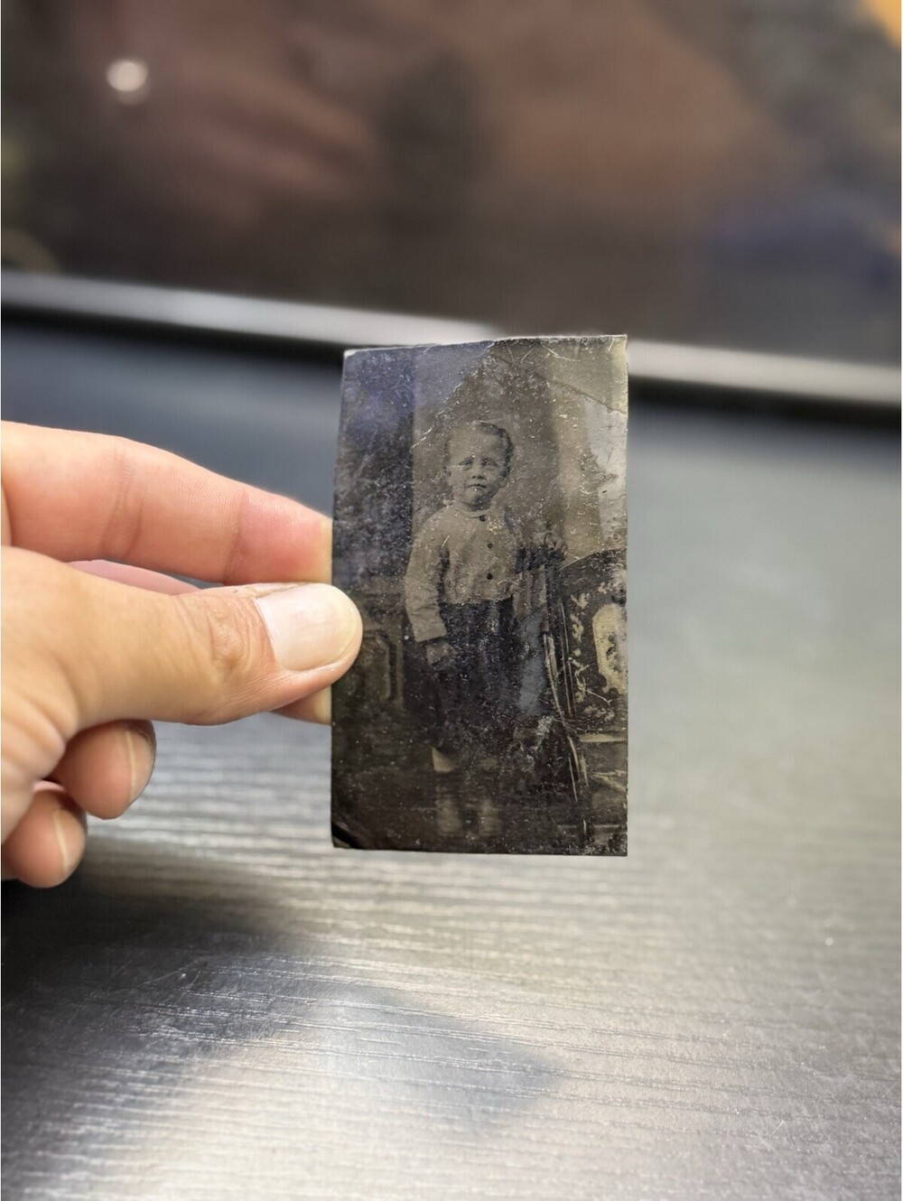 Antique 1800s Tintype Photo Young Child Victorian Portrait 3.5”